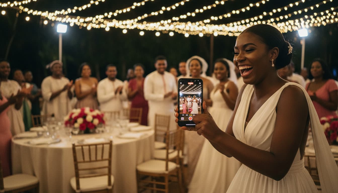 Convidada a gravar num casamento em Luanda